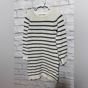 Crazy 8 White & Navy Striped Knit Sweater Dress, Size 7/8